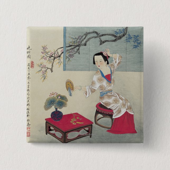 Bóton Quadrado 5.08cm Pingamento acima na manhã (Frente)