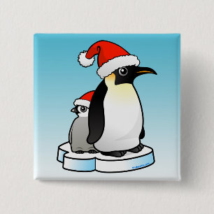 Bóton Quadrado 5.08cm Pinguim de imperador do papai noel