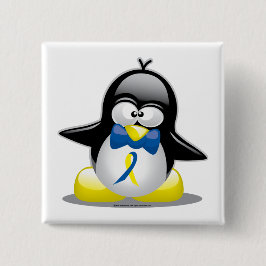 Bóton Quadrado 5.08cm Pinguim de Síndrome de Down