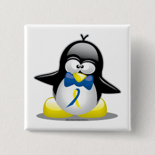 Bóton Quadrado 5.08cm Pinguim de Síndrome de Down