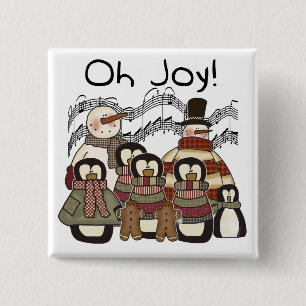 Bóton Quadrado 5.08cm Pinguim Oh Joy Camisetas de Natal e presentes