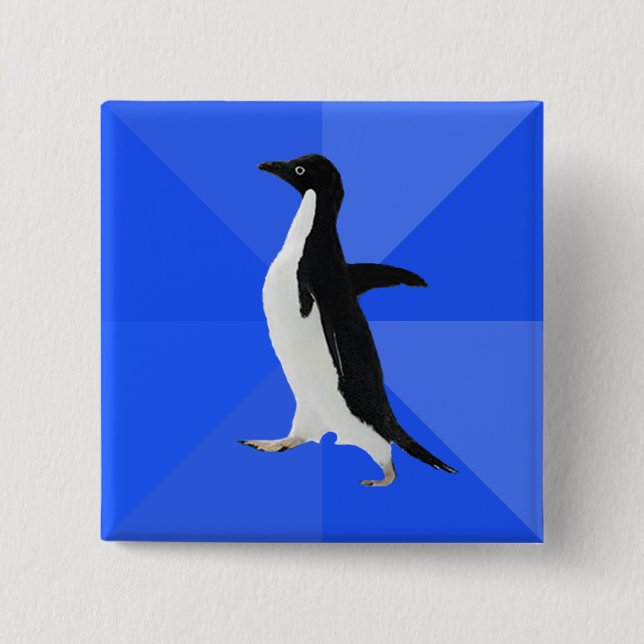 Bóton Quadrado 5.08cm Pinguim social inábil ("personalize" para (Frente)