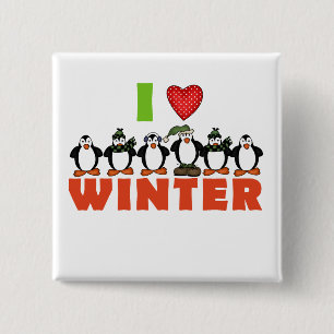 Bóton Quadrado 5.08cm Pinguins adoram Camisetas e presentes de inverno