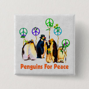 Bóton Quadrado 5.08cm Pinguins da paz