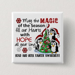 Bóton Quadrado 5.08cm Pinguins do Natal cancer principal e de pescoço