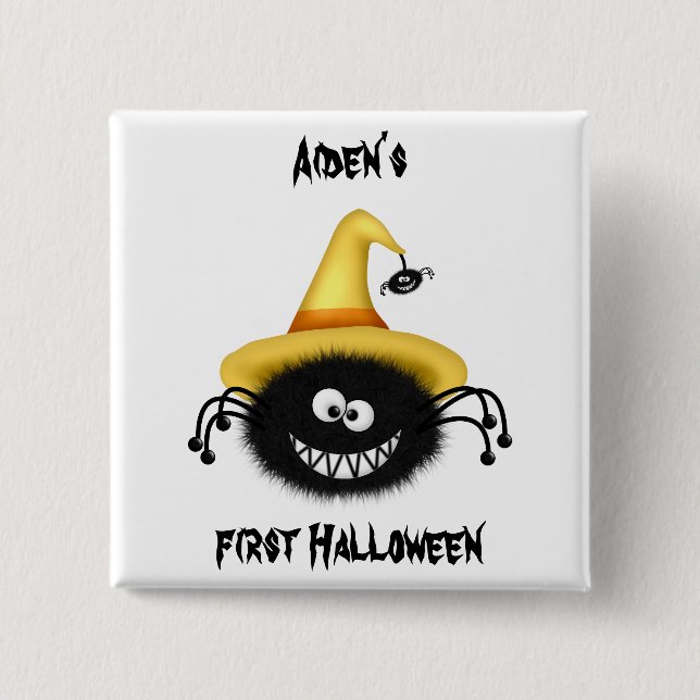 Bóton Quadrado 5.08cm pino da aranha do bobo (Frente)