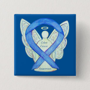 Bóton Quadrado 5.08cm Pino de Arranjo para Sensibilização Azul do Cancer