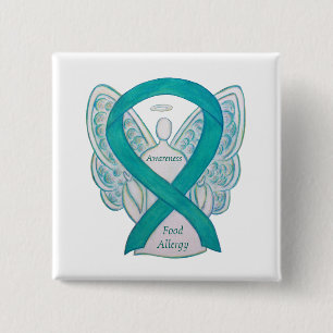 Bóton Quadrado 5.08cm Pino de Arte da Fita Verde Anjo para Alergia comid