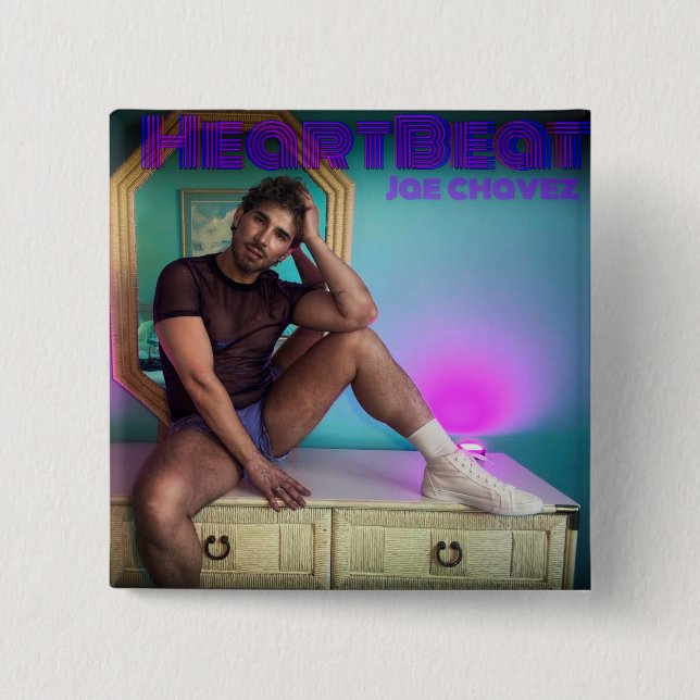 Bóton Quadrado 5.08cm Pino de arte do Cobrir do HEARTBEAT (Frente)