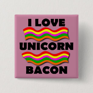 Bóton Quadrado 5.08cm Pino de Crachá do Botão Engraçado Unicorn Bacon