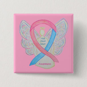 Bóton Quadrado 5.08cm Pino de Fita de Sensibilização do Anjo do Cancer