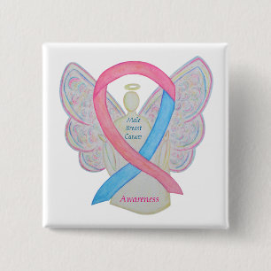Bóton Quadrado 5.08cm Pino de Fita de Sensibilização Rosa do Cancer da