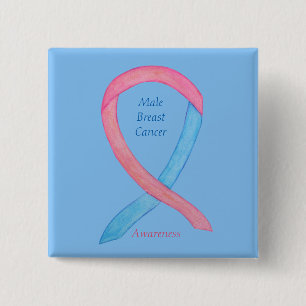 Bóton Quadrado 5.08cm Pino de Fita de Sensibilização Rosa do Cancer da