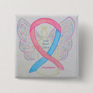 Bóton Quadrado 5.08cm Pino de Fita de Sensibilização Rosa do Cancer da