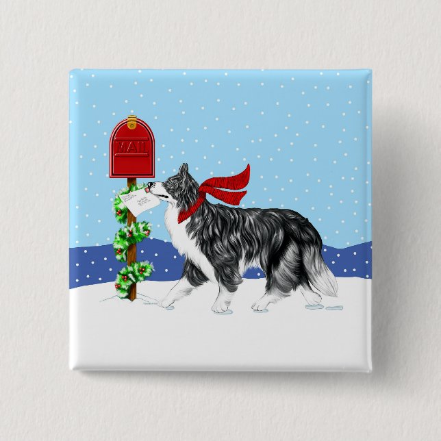 Bóton Quadrado 5.08cm Pino de Fronteira de Natal (Frente)