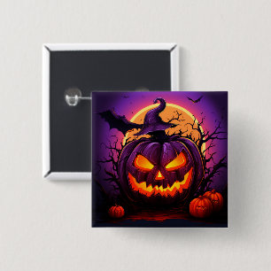 Bóton Quadrado 5.08cm Pino de Halloween