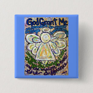 Bóton Quadrado 5.08cm Pino de Pintura de Anjo de Reação da Serenidade