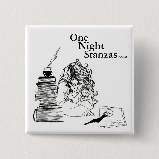 Bóton Quadrado 5.08cm Pino de Poetgirl, quadrado (Frente)