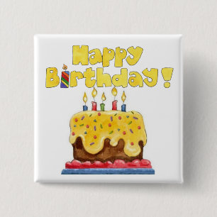 Bóton Quadrado 5.08cm pino do bolo de aniversário