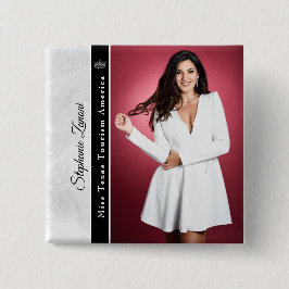 Bóton Quadrado 5.08cm Pino do Botão de Sash do Pageant de Gelo Marble