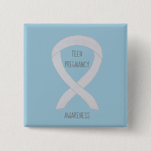 Bóton Quadrado 5.08cm Pino Personalizado da Fita Branca de Sensibilizaç