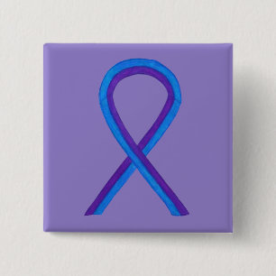 Bóton Quadrado 5.08cm Pino Personalizado de Consciência da Fita Azul e R