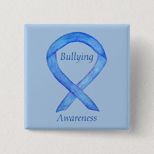 Bóton Quadrado 5.08cm Pino Personalizado de Fita Azul de Consciência de