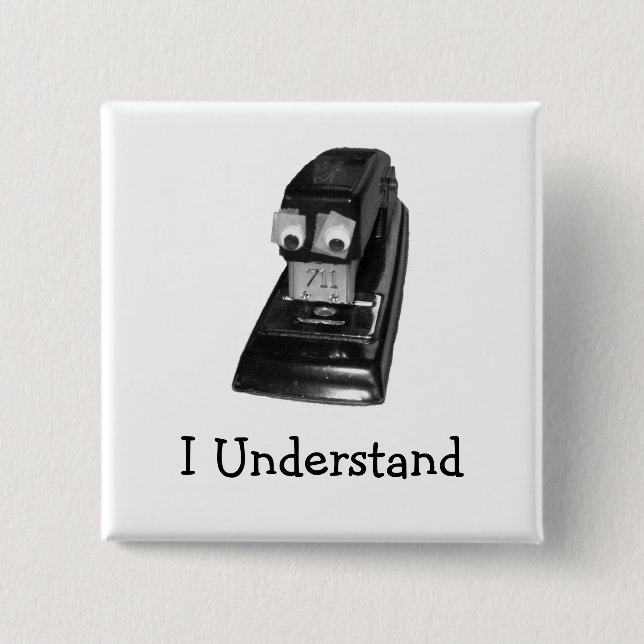 Bóton Quadrado 5.08cm Pino StaplerGuy (Frente)