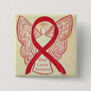 Bóton Quadrado 5.08cm Pinos da Fita de Sensibilização do Anjo do Cance