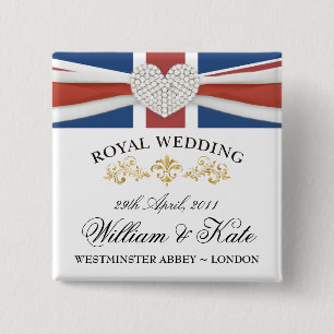 Bóton Quadrado 5.08cm Pinos da lembrança do casamento de William & de