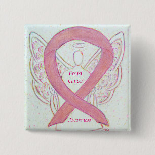 Bóton Quadrado 5.08cm Pinos de Arte da Fita com Conhecimento do Anjo do