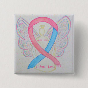 Bóton Quadrado 5.08cm Pinos de Arte Personalizada do Anjo da Fita de Per