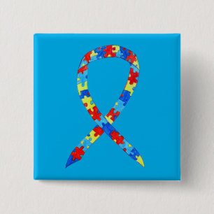 Bóton Quadrado 5.08cm Pinos de Arte Personalizados da Fita de Sensibiliz