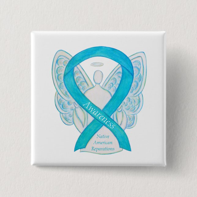 Bóton Quadrado 5.08cm Pinos de Fita de Sensibilização das Reparações Ame (Frente)