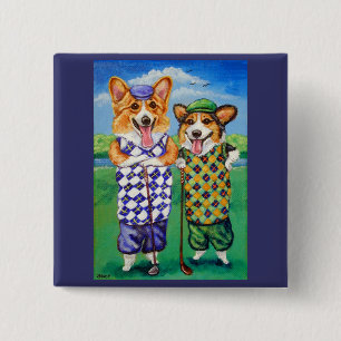 Bóton Quadrado 5.08cm Pinos do Botão de Pembroke Welsh Corgi