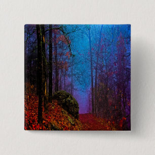 Bóton Quadrado 5.08cm Pintada Floresta de Outono Roxo