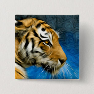 Bóton Quadrado 5.08cm Pintura da arte do tigre