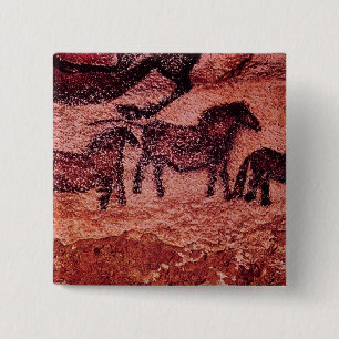 Bóton Quadrado 5.08cm Pintura da rocha dos tarpans, c.17000 BC