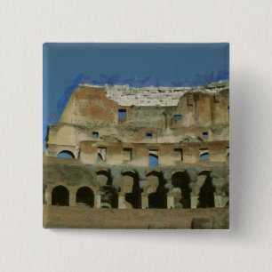 Bóton Quadrado 5.08cm Pintura de Colosseum, Roma