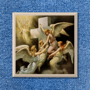 Bóton Quadrado 5.08cm Pintura dos Anjos da Rocha das Eras Vintage