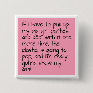 Bóton Quadrado 5.08cm Pique a palavra grande sobre psta dos calcinhas da