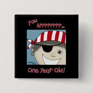 Bóton Quadrado 5.08cm Pirate Boy de um ano