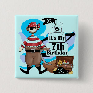 Bóton Quadrado 5.08cm Pirateie o 7os camiseta e presentes do aniversári