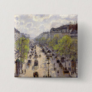 Bóton Quadrado 5.08cm Pissarro - Boulevard Montmartre, Primavera