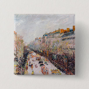 Bóton Quadrado 5.08cm Pissarro - Montmartre, Mardi Gras no Boulevard