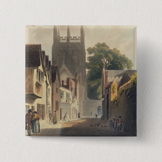 Bóton Quadrado 5.08cm Pista do Magpie, Oxford, ilustração 'do Histor (Frente)
