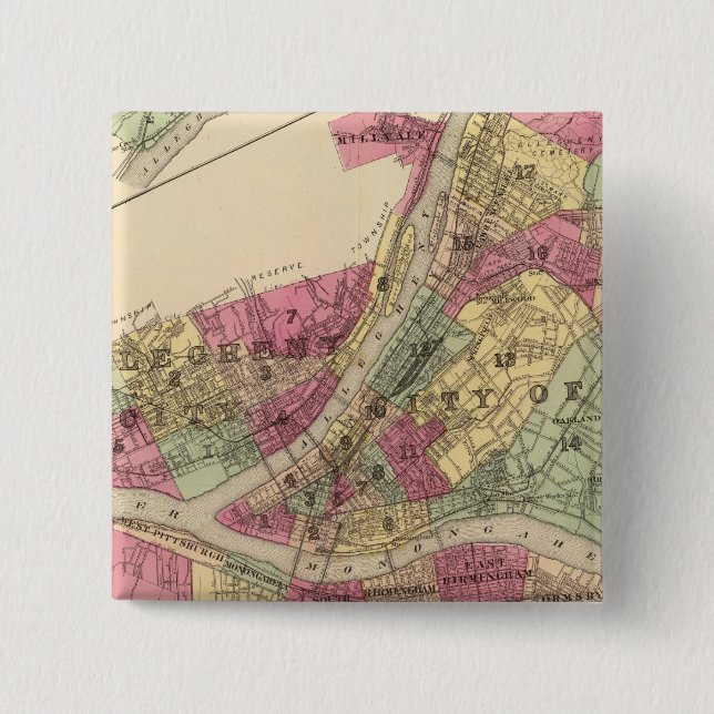 Bóton Quadrado 5.08cm Pittsburgh, Allegheny (Frente)