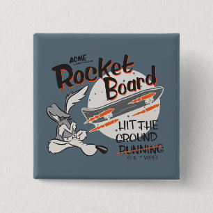 BÓTON QUADRADO 5.08CM PLACA FOGUETE ACME DO WILE E. COYOTE™