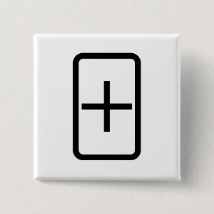 Bóton Quadrado 5.08cm Placa Zener   Sinal de adição