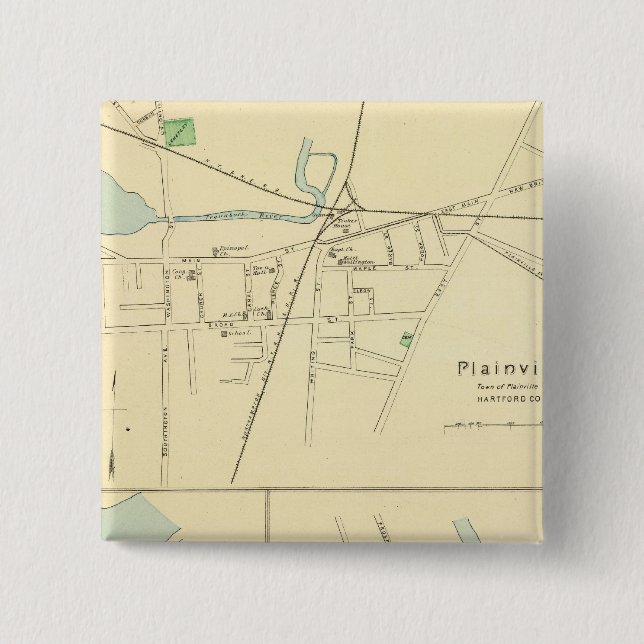 Bóton Quadrado 5.08cm Plainville, Warehouse Pt, Windsor (Frente)